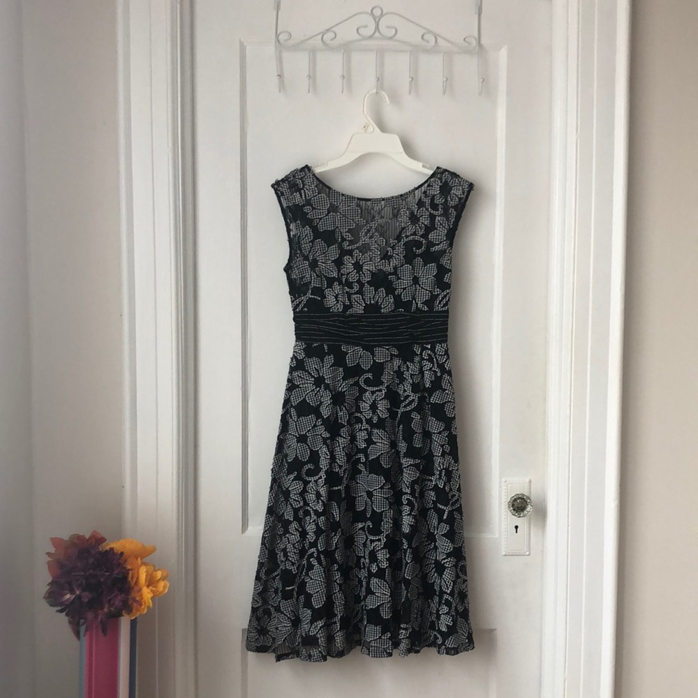 Black and white A-line Dress